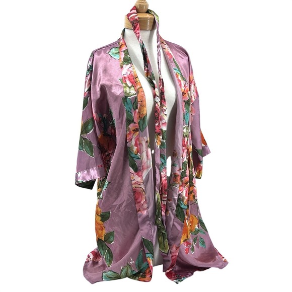 The Unbranded Brand Other - Floral Kimono Robe Romantic Coquette Cottagecore Bridal Loungewear Silky Feel